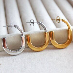 Lock Style Design Stud Dangling Earrings Stainless Steel